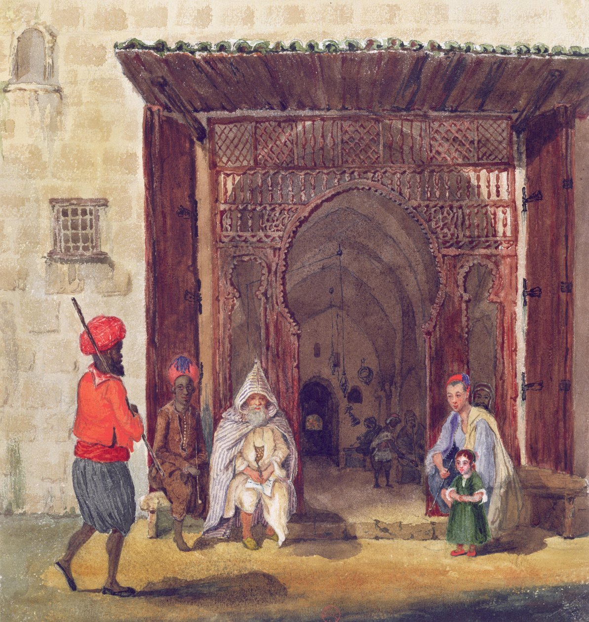 Inträde av en moské i Alger, ca 1830 av Theodore Leblanc