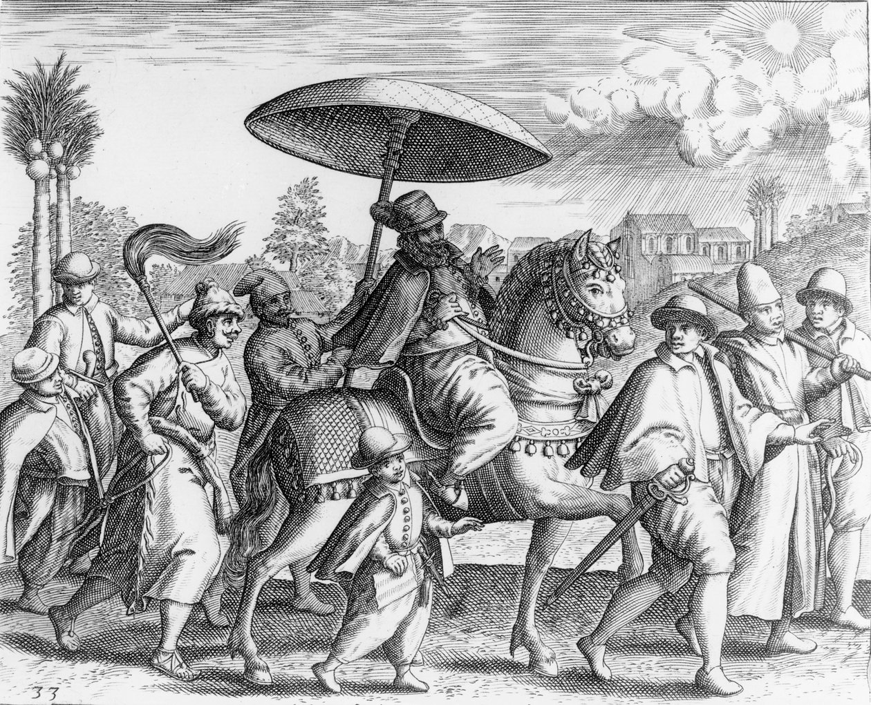 Portugisiska tjänstemän i Indien, 1599 av Theodore de Bry