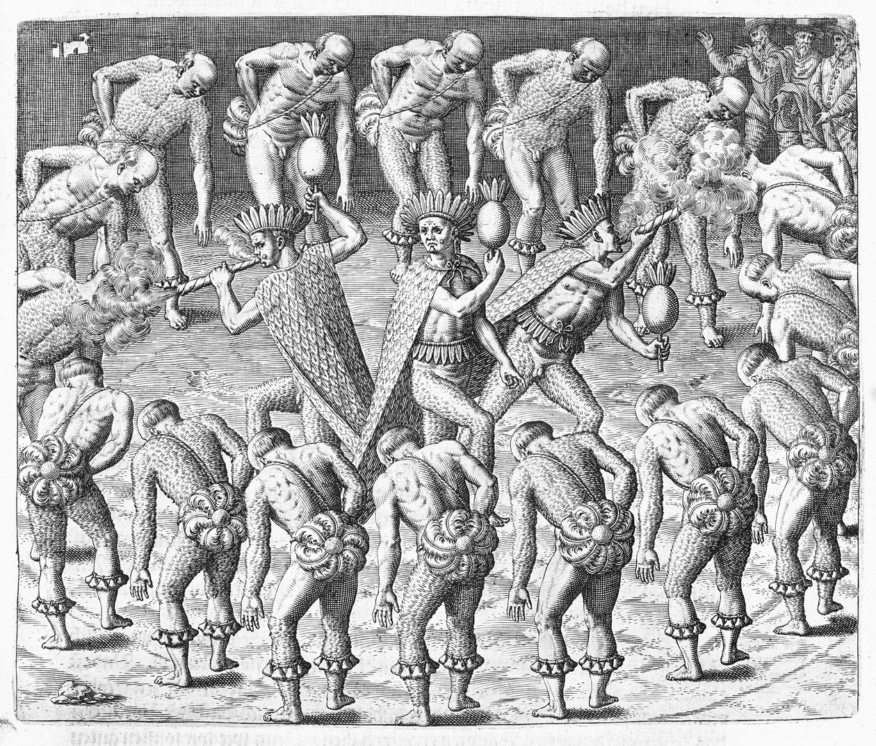 Tupinamba-indianer observerade av Hans Staden under hans resa till Brasilien, 1552, från 