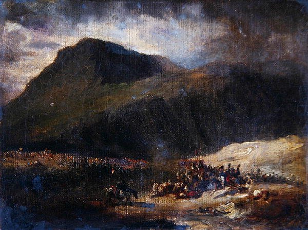 Slaget vid tiden för den franska erövringen av Algeriet (olja på duk) av Theodore (attr. to) Gericault