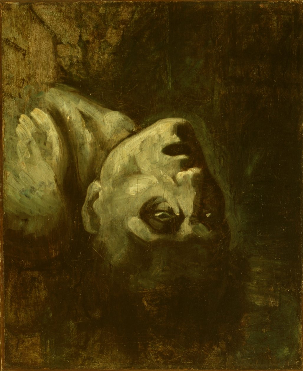 Huvud av en drunknad man, ca 1819 (olja på papper monterad på duk) av Theodore (circle of) Gericault