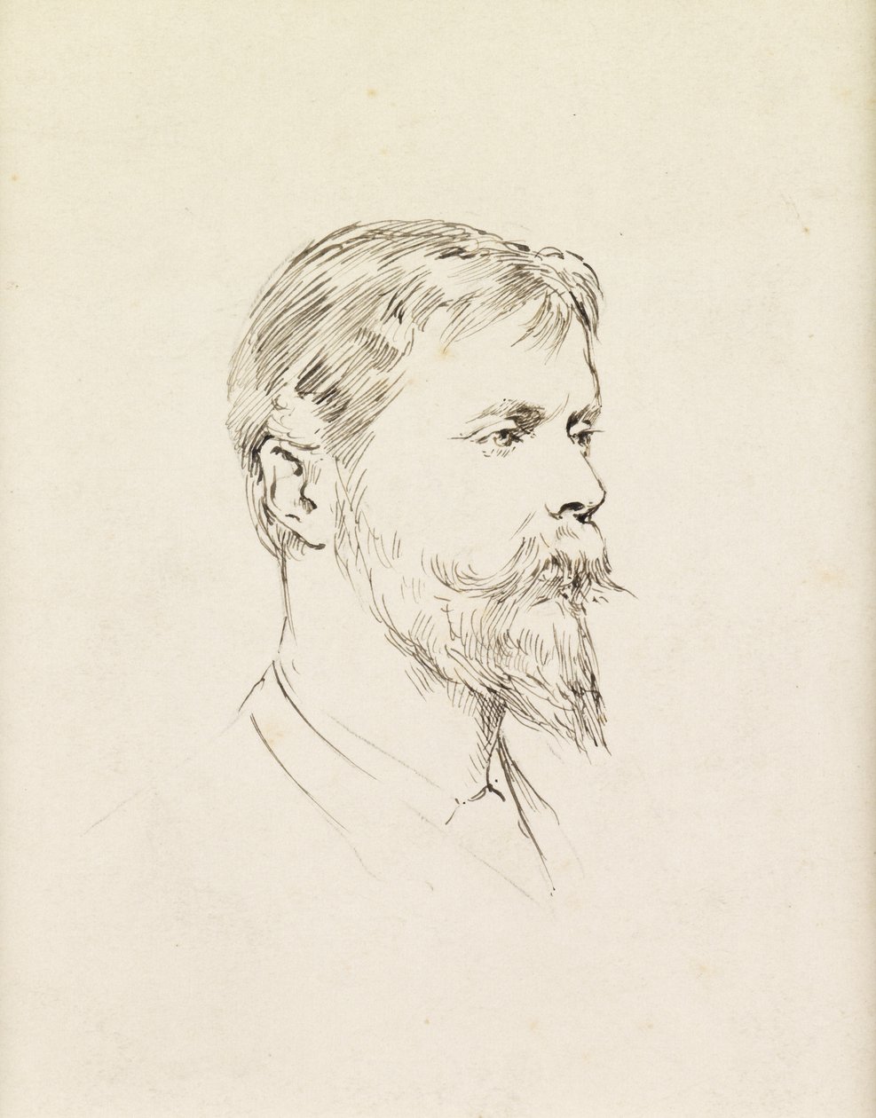 Porträtt av Sir Ernest Waterlow, en profil (penna och bläck på papper) av Theodore Blake Wirgman