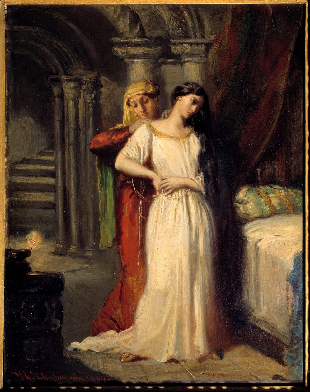 Desdemones läggdags Illustration för akt IV av stycket "" Othello"" av William Shakespeare (1564-1616). 1849 Sön. 0,42x0,32 m av Théodore Chassériau