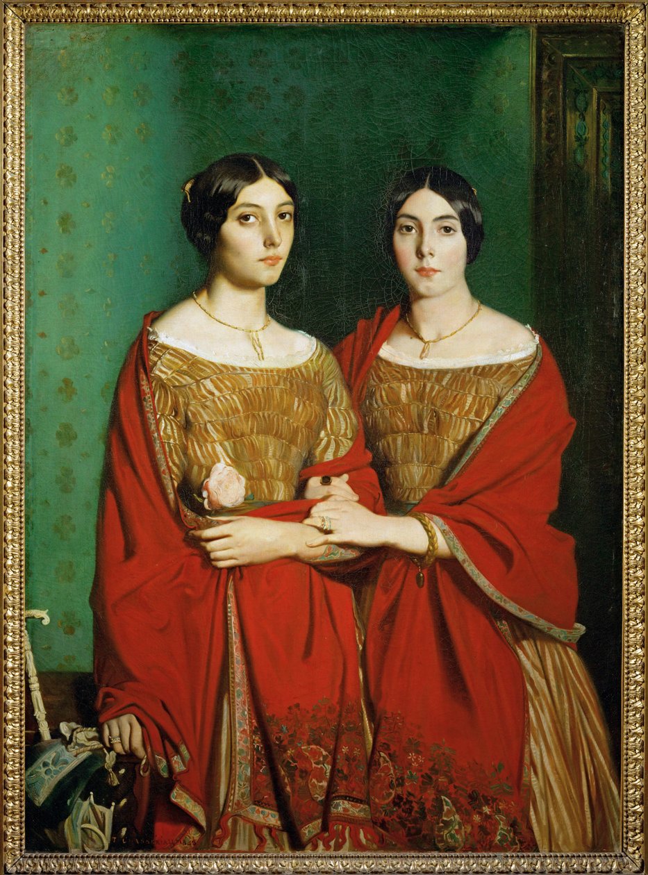 Mesdemoiselles C., dit aussi Les deux soeurs - De två systrarna. Målarsystrarna Adele och Genevieve ... av Théodore Chassériau