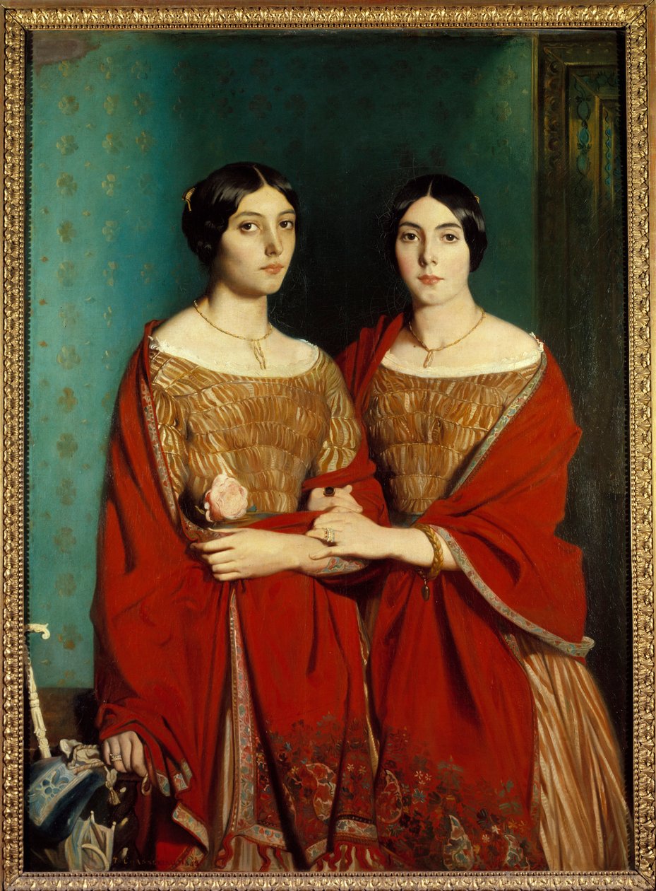 Fröken Chasseriau sa de två systrarna. Porträtt av Adele (1810-1869) och Aline (1822-1871) systrar till konstnären. Målning av Theodore Chasseriau (1819-1856) av Théodore Chassériau