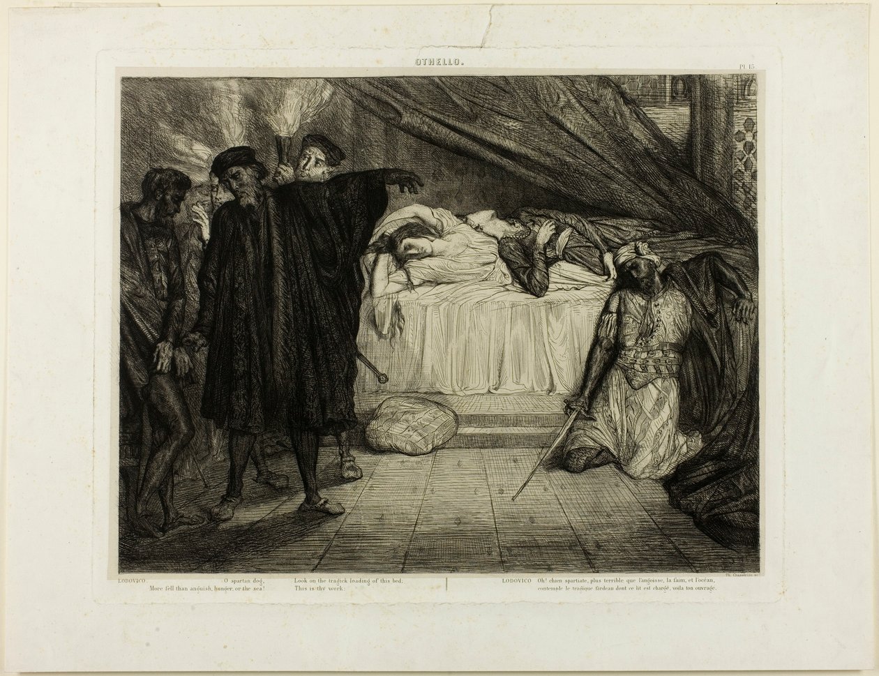 O spartansk hund, tallrik femton från Othello av Théodore Chassériau