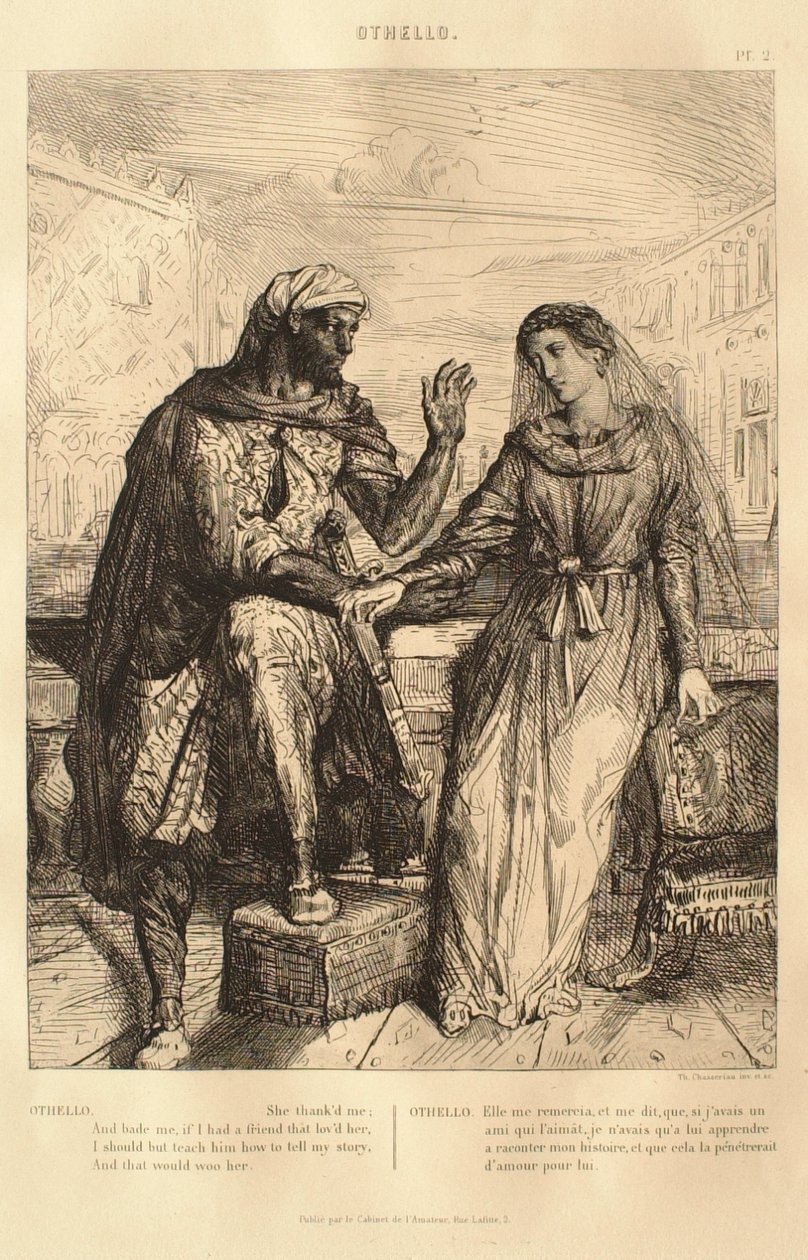 Othello-svit: nr 2 (akt 1, scen 3: Othello talar med Desdemona) av Théodore Chassériau