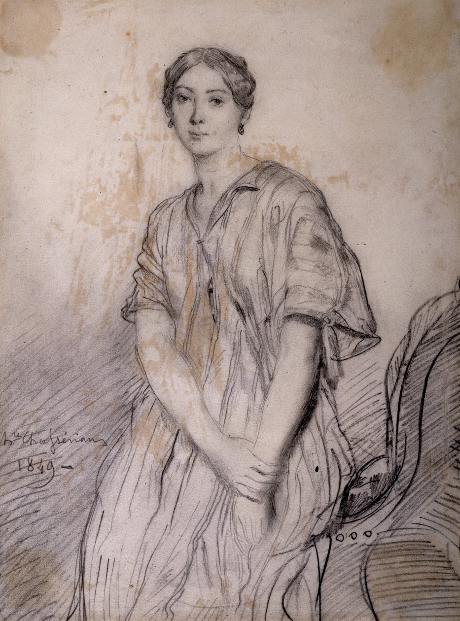 Porträtt av Alice Ozy (Julie, Justine Pilloy), skådespelerska (1820-1893) av Théodore Chassériau