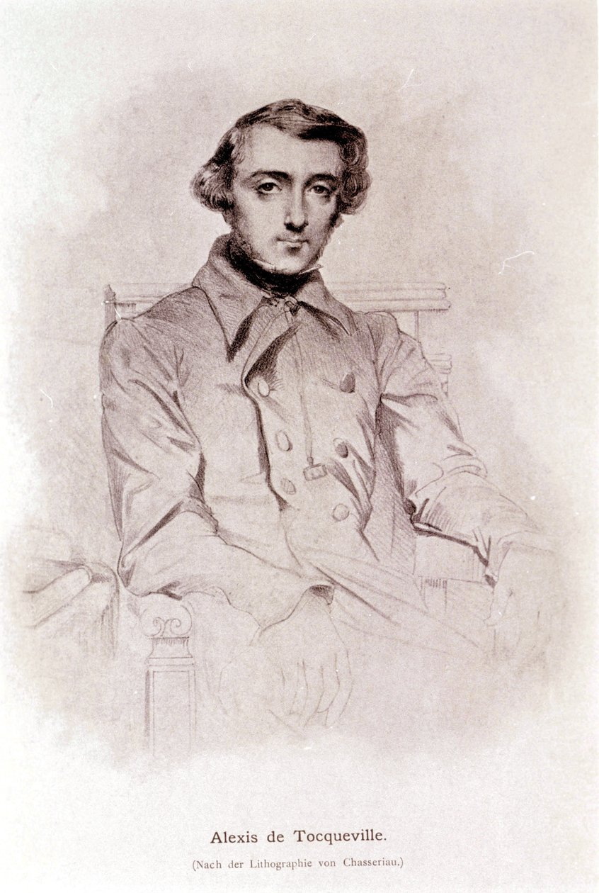Porträtt av Alexis de Tocqueville. Litografi av Chasseriau. 1800-talet. av Théodore Chassériau
