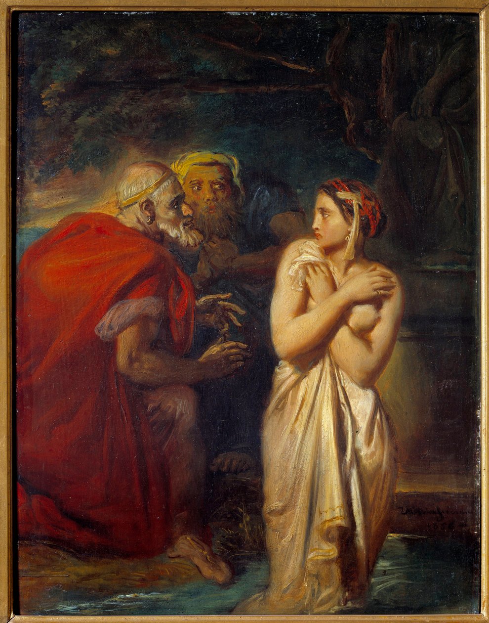 Suzanne and the Elders Målning av Theodore Chasseriau (1819-1856) 1856 Sön. 0,4x0,31 m av Théodore Chassériau