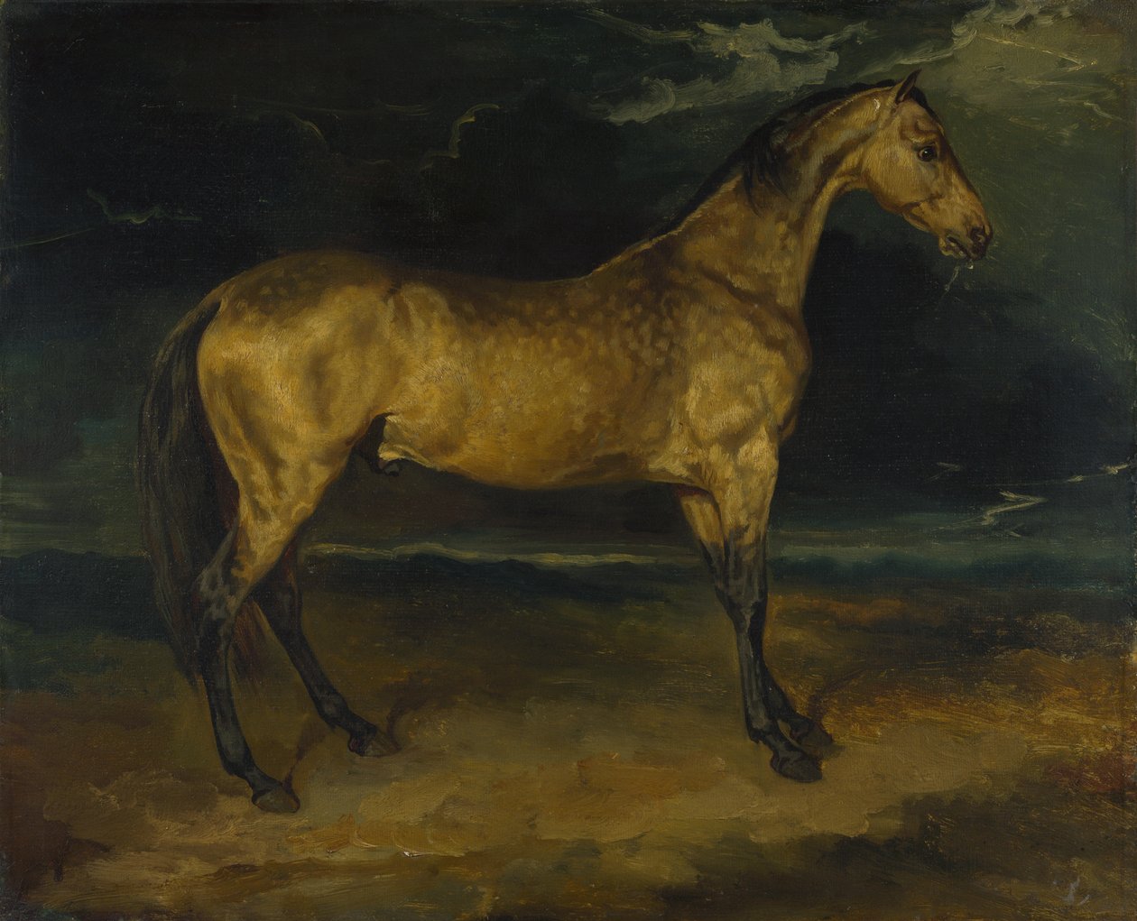 En häst skrämd av blixten, ca 1814 av Theodore Gericault