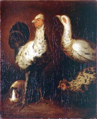 En tupp, två höns och ett marsvin av Theodore Gericault