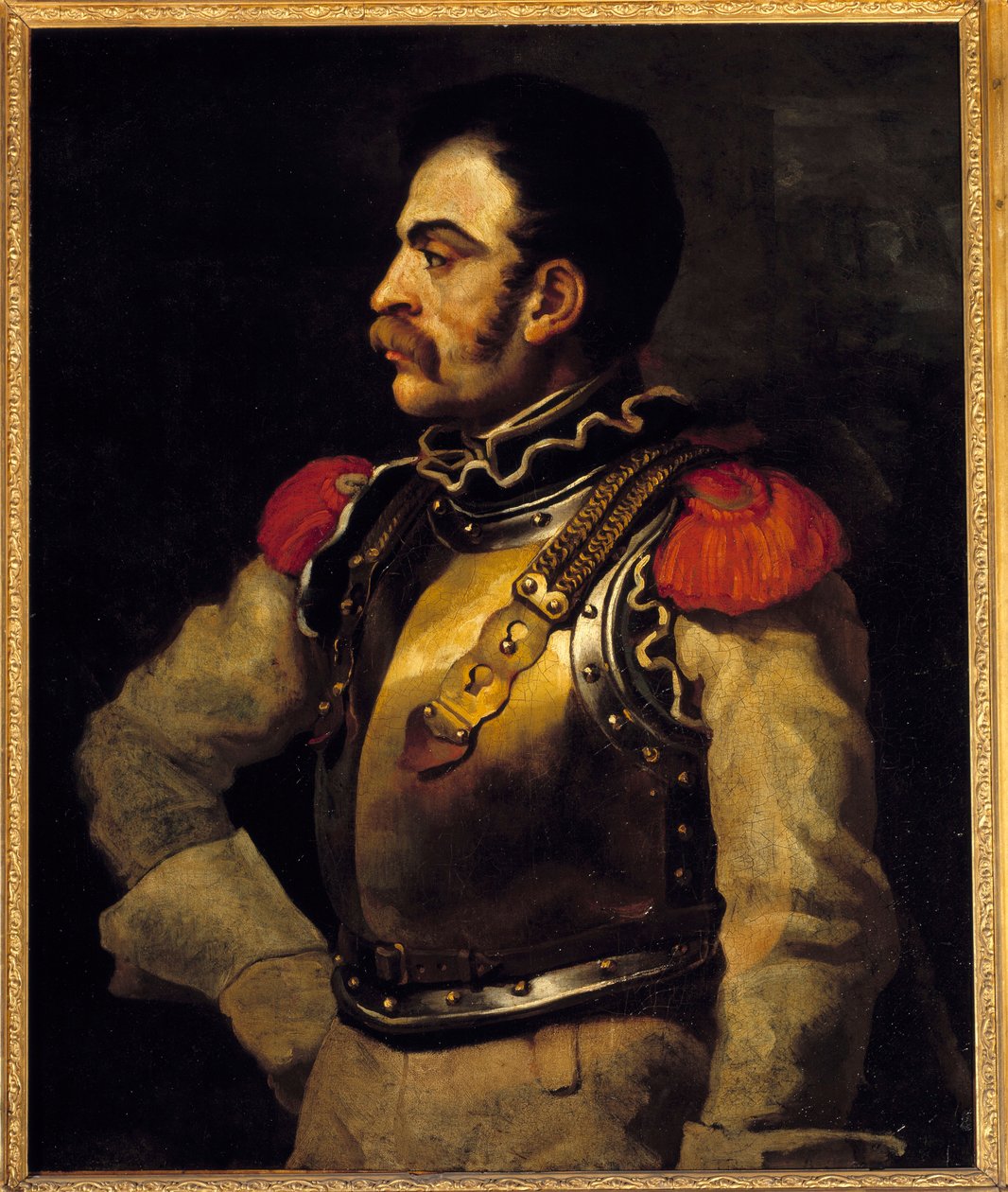 En gevärsman sett i mitten av kroppen. Målning av Theodore Gericault (1791-1824) av Theodore Gericault