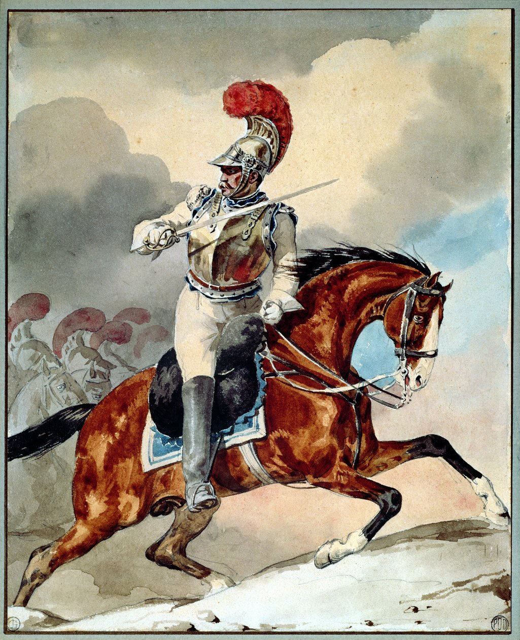 Carabinier officer ger order om att ladda av Theodore Gericault