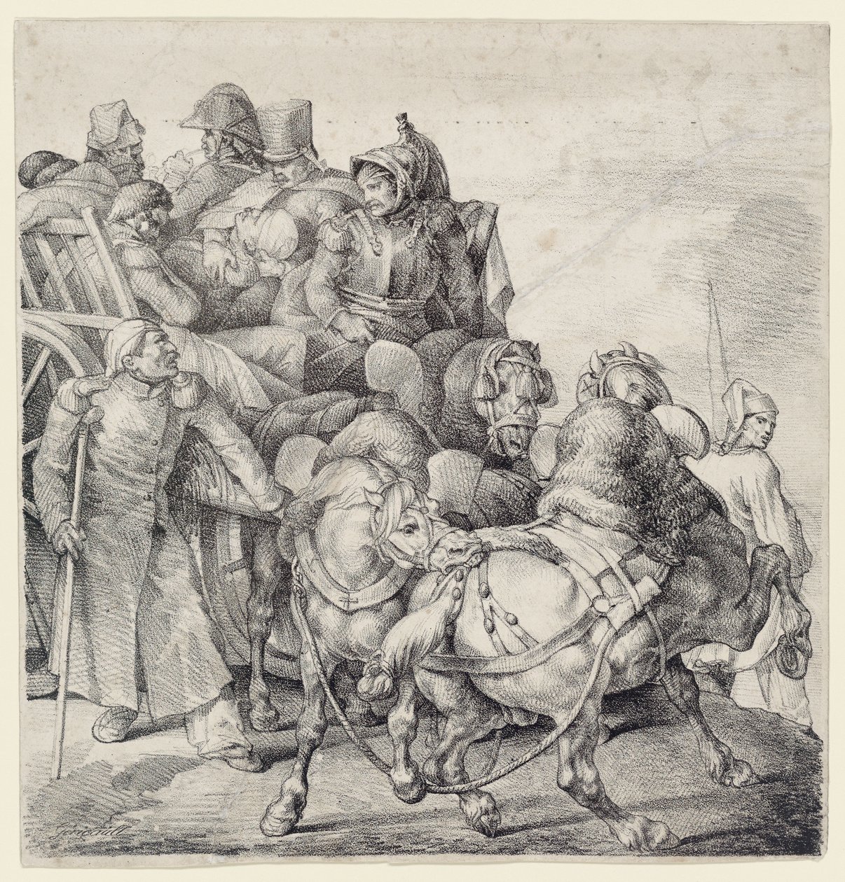 Vagn full av sårade soldater (A Wagon Full of Wounded Soldiers) av Theodore Gericault