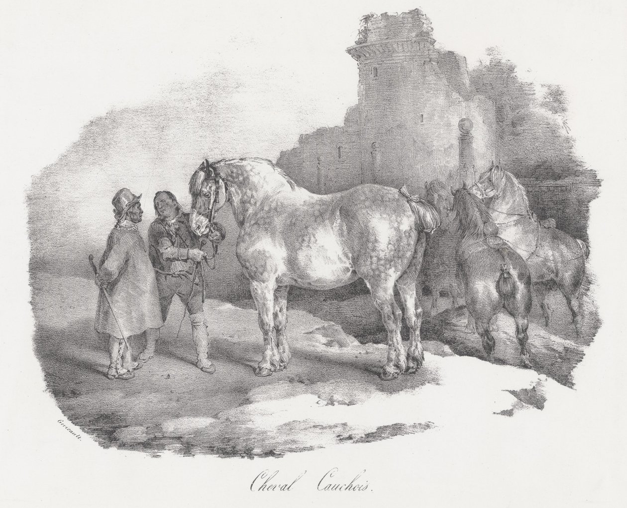 Cheval Cauchois (en inhemsk hästras från Caux i Normandie) av Theodore Gericault