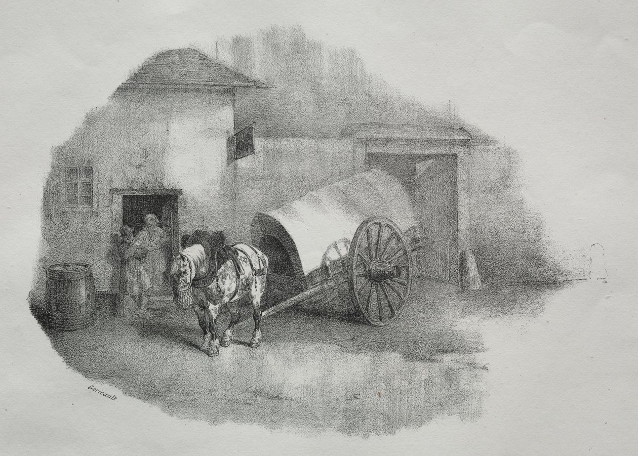 Vagnhäst drog ut ur siltarna av Theodore Gericault