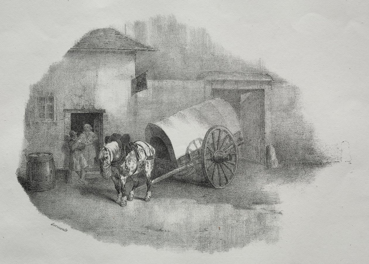 Vagnhäst drog ut ur siltarna. av Theodore Gericault