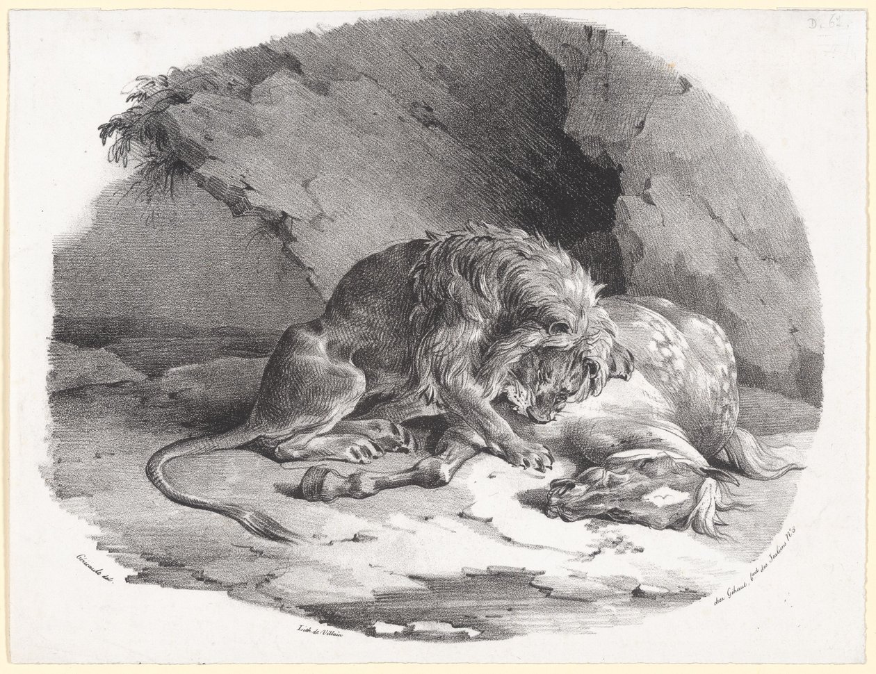 Häst som slukas av ett lejon (A Horse Being Devoured by a Lion) av Theodore Gericault