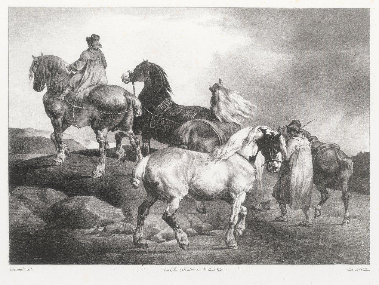 Hästar som förs till marknaden (Horses Being Led to the Fair) av Theodore Gericault