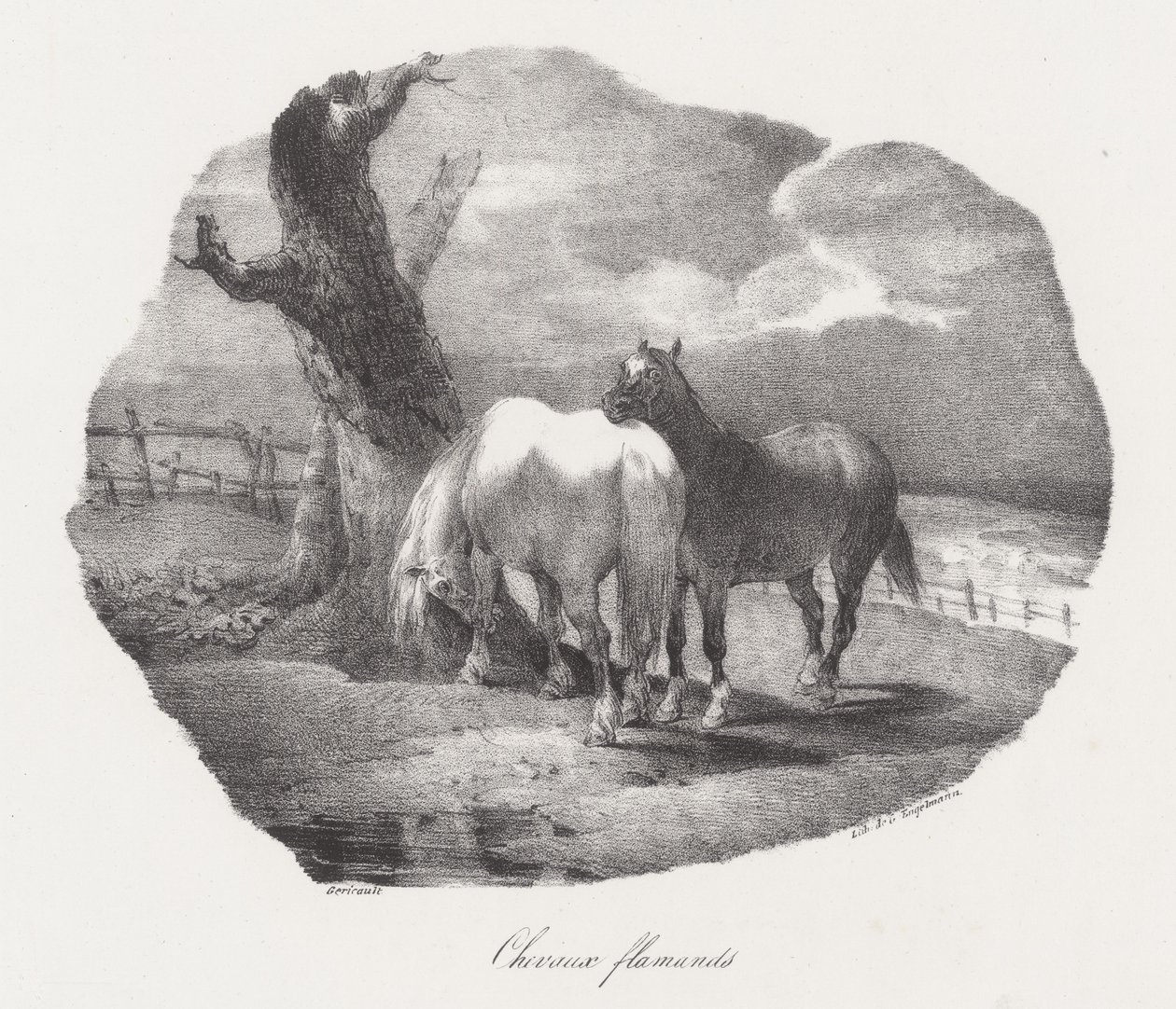 Flamländska hästar (Flemish Horses) av Theodore Gericault