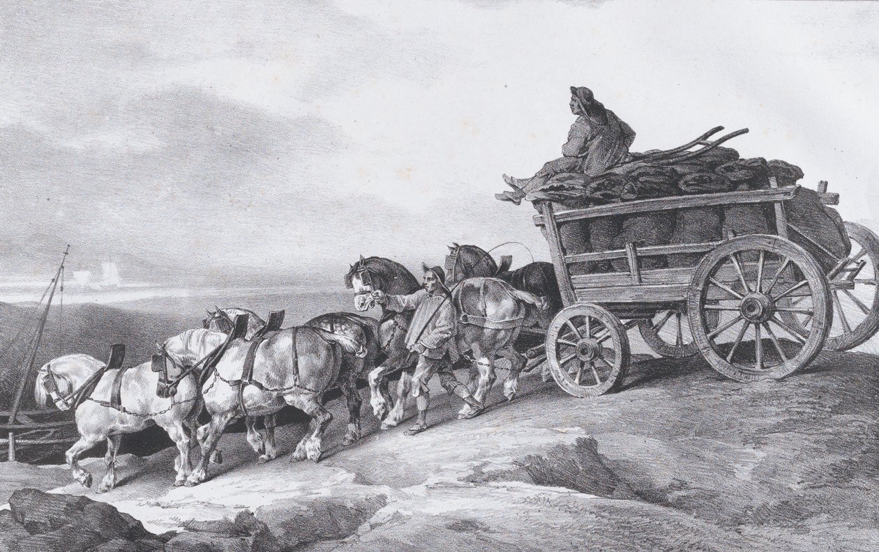 Kolvagn [sic.] Ritad av hästar, 1822. av Theodore Gericault
