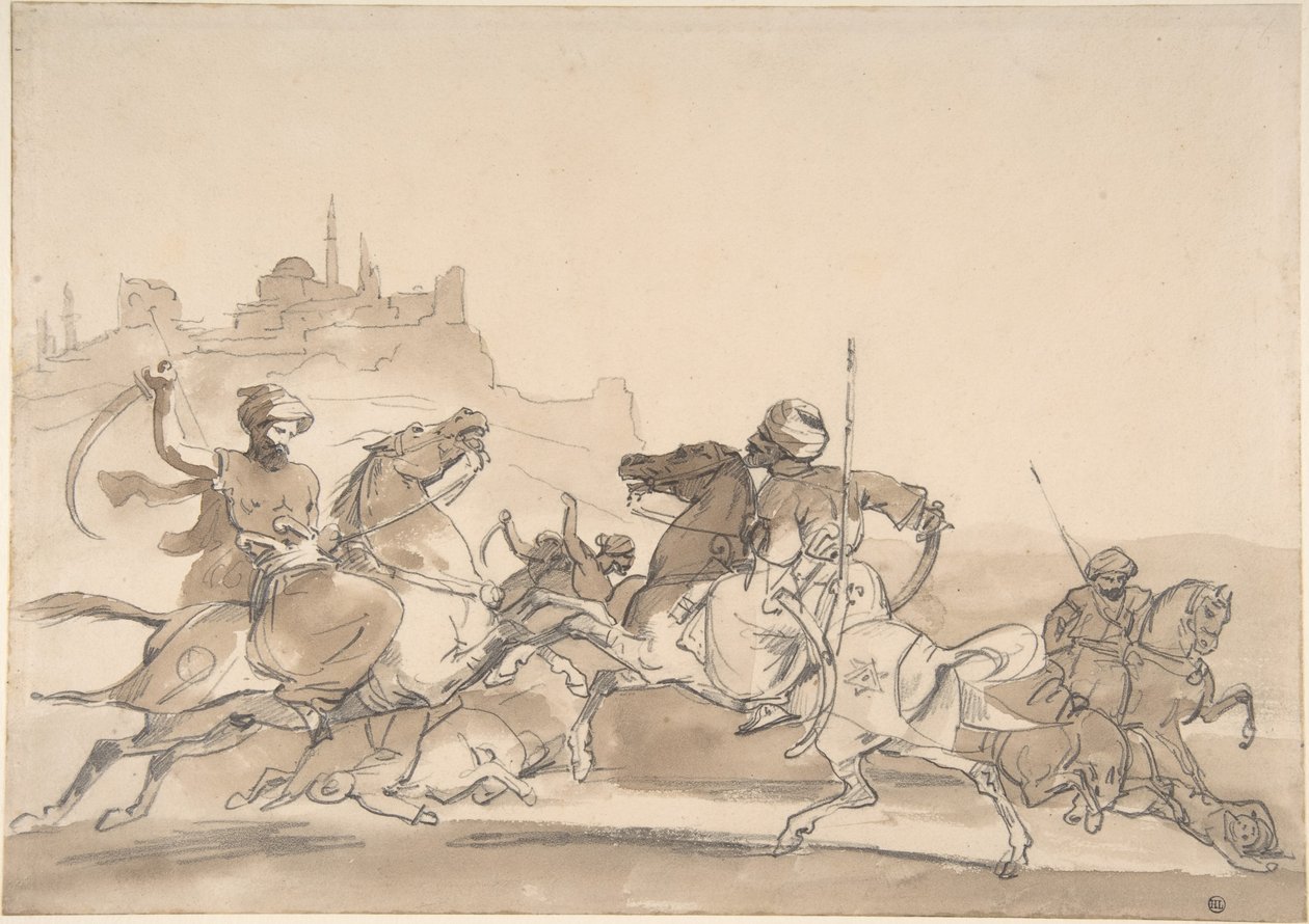 Strid mellan orientaliska ryttare av Theodore Gericault