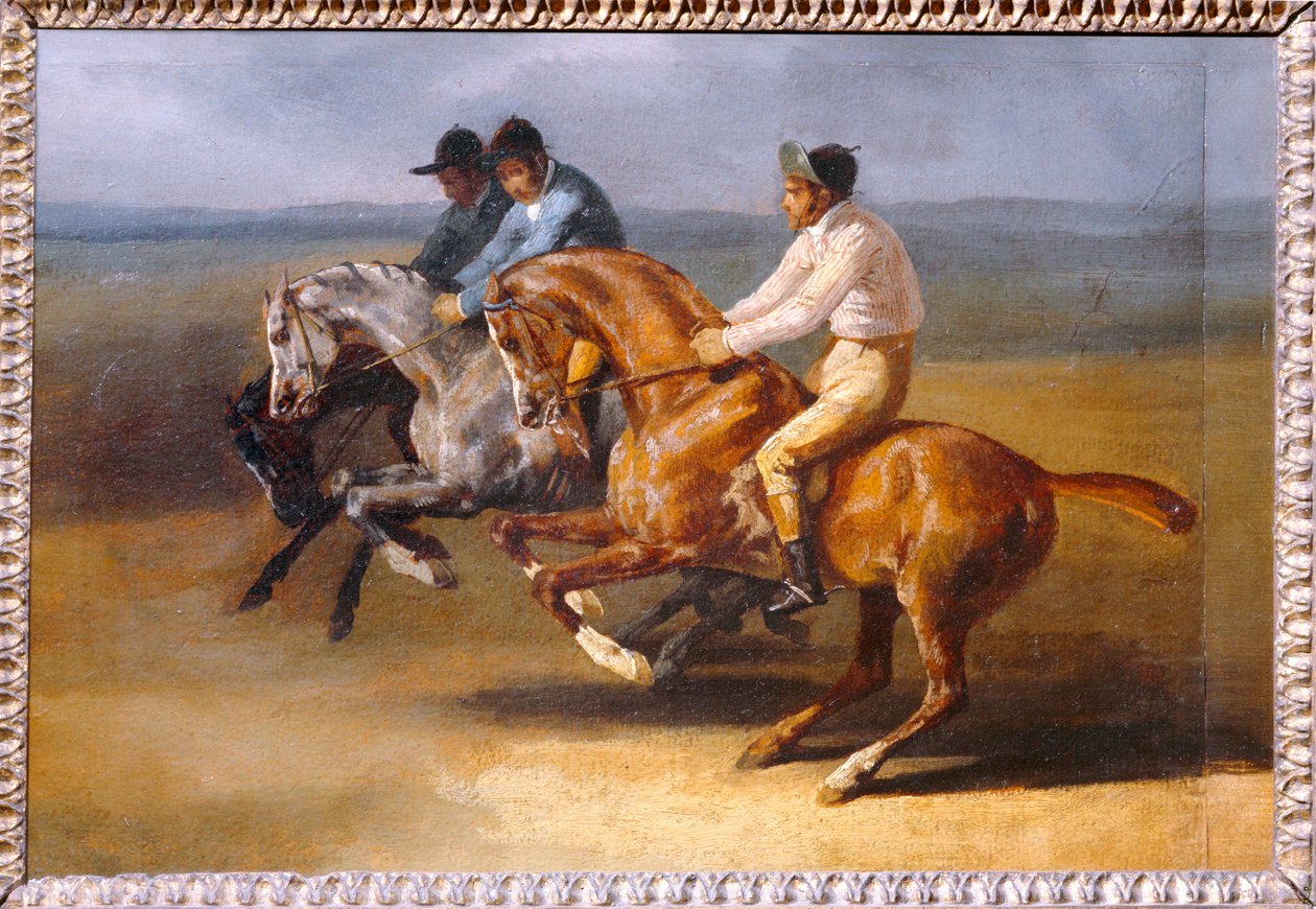Hästkapplöpning, vänster vid start - Hästkapplöpning ... av Theodore Gericault