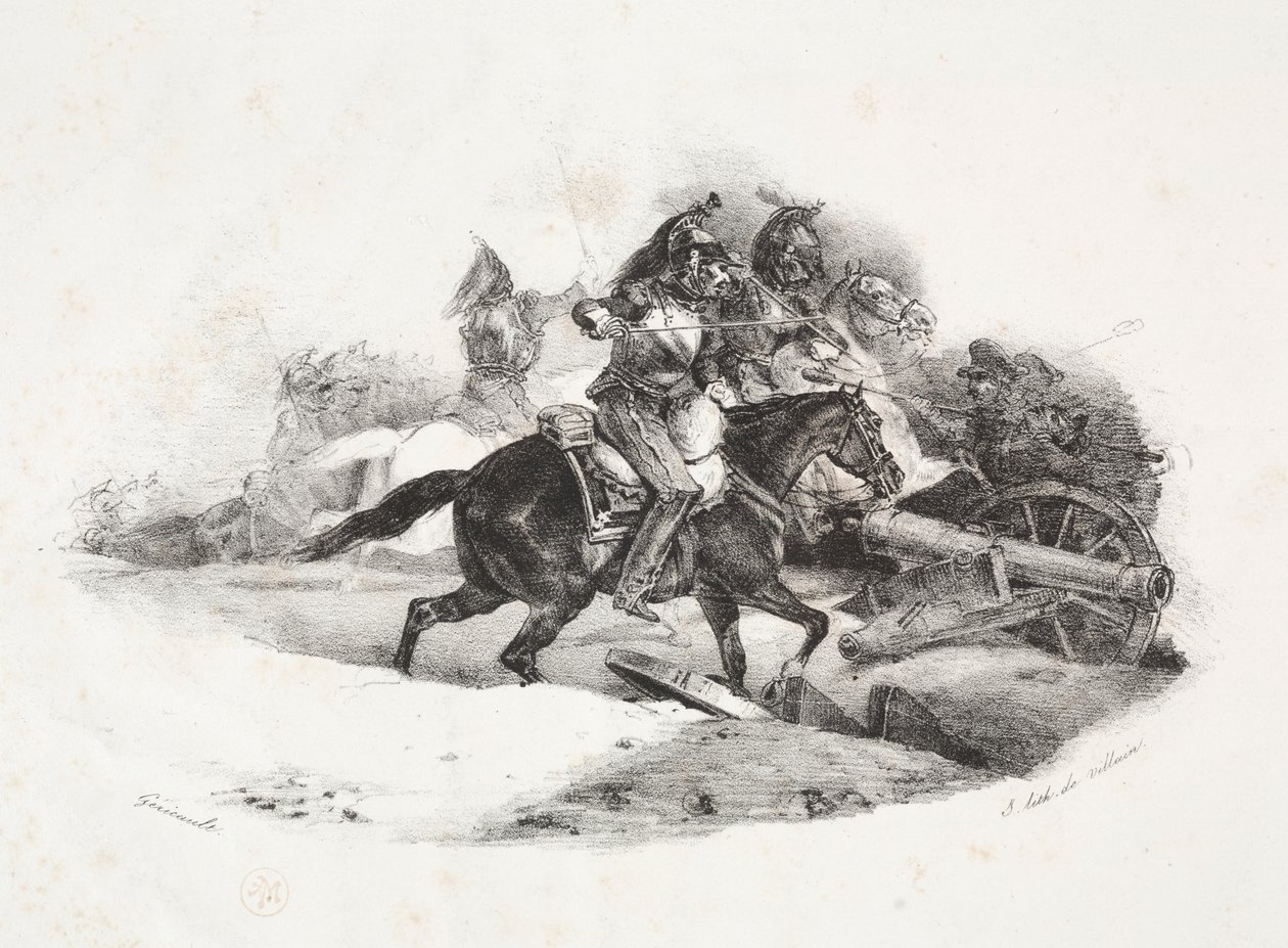 Cuirassiers laddar ett artilleribatteri av Theodore Gericault