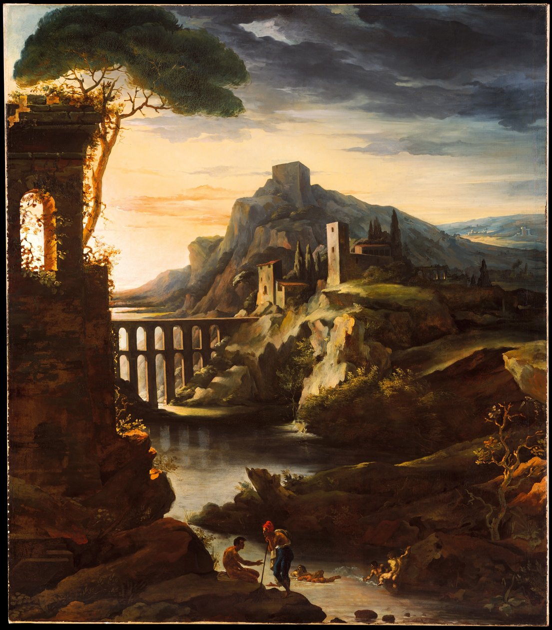 Kväll: Landskap med en akvedukt av Theodore Gericault