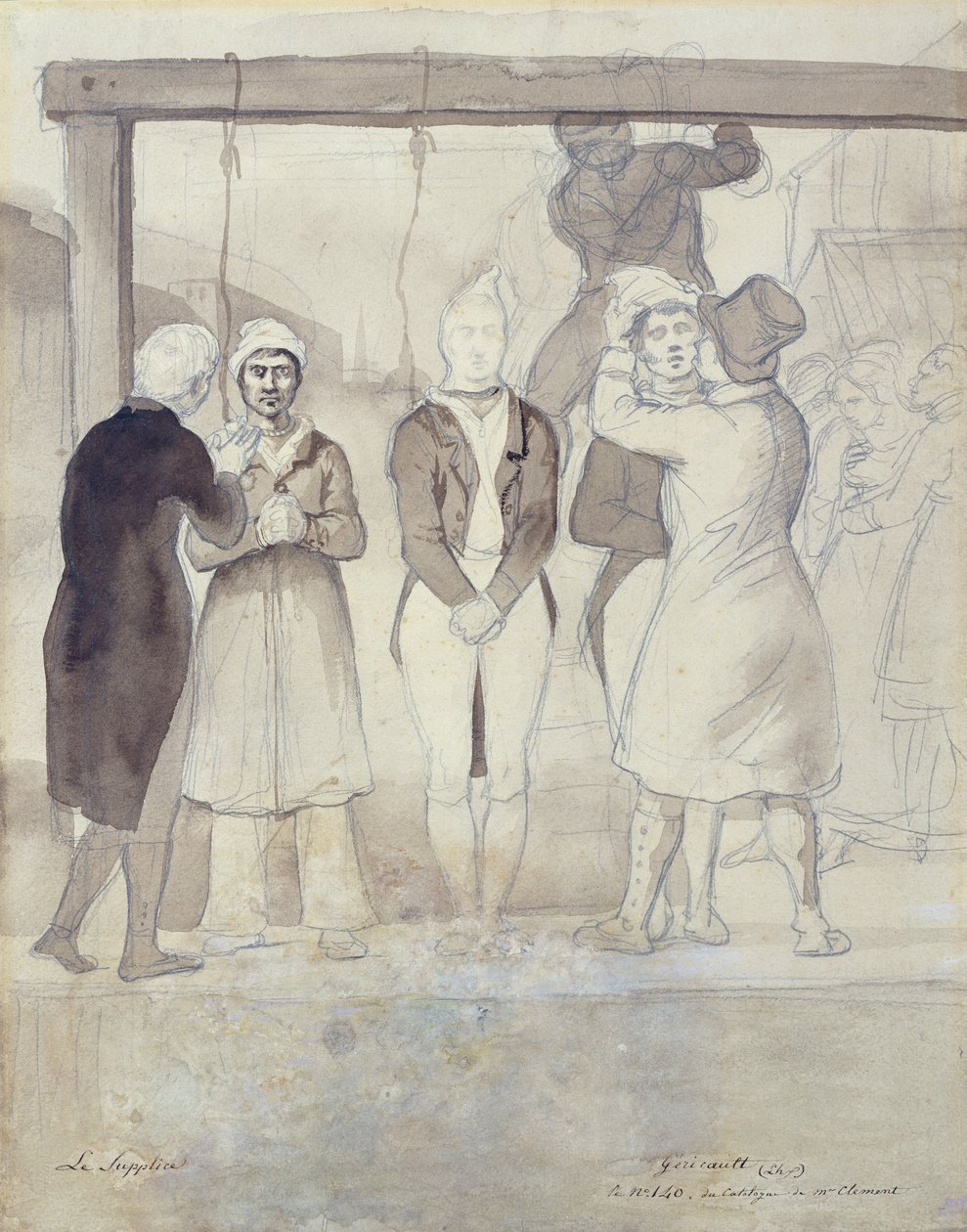 Avrättning i London (straffet) (wc och penna på papper) av Theodore Gericault