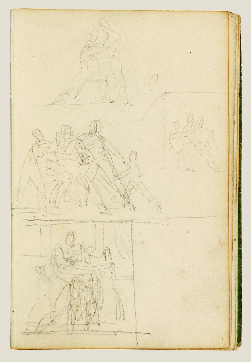 Fyra kompositionsstudier för en grupp figurer av Theodore Gericault