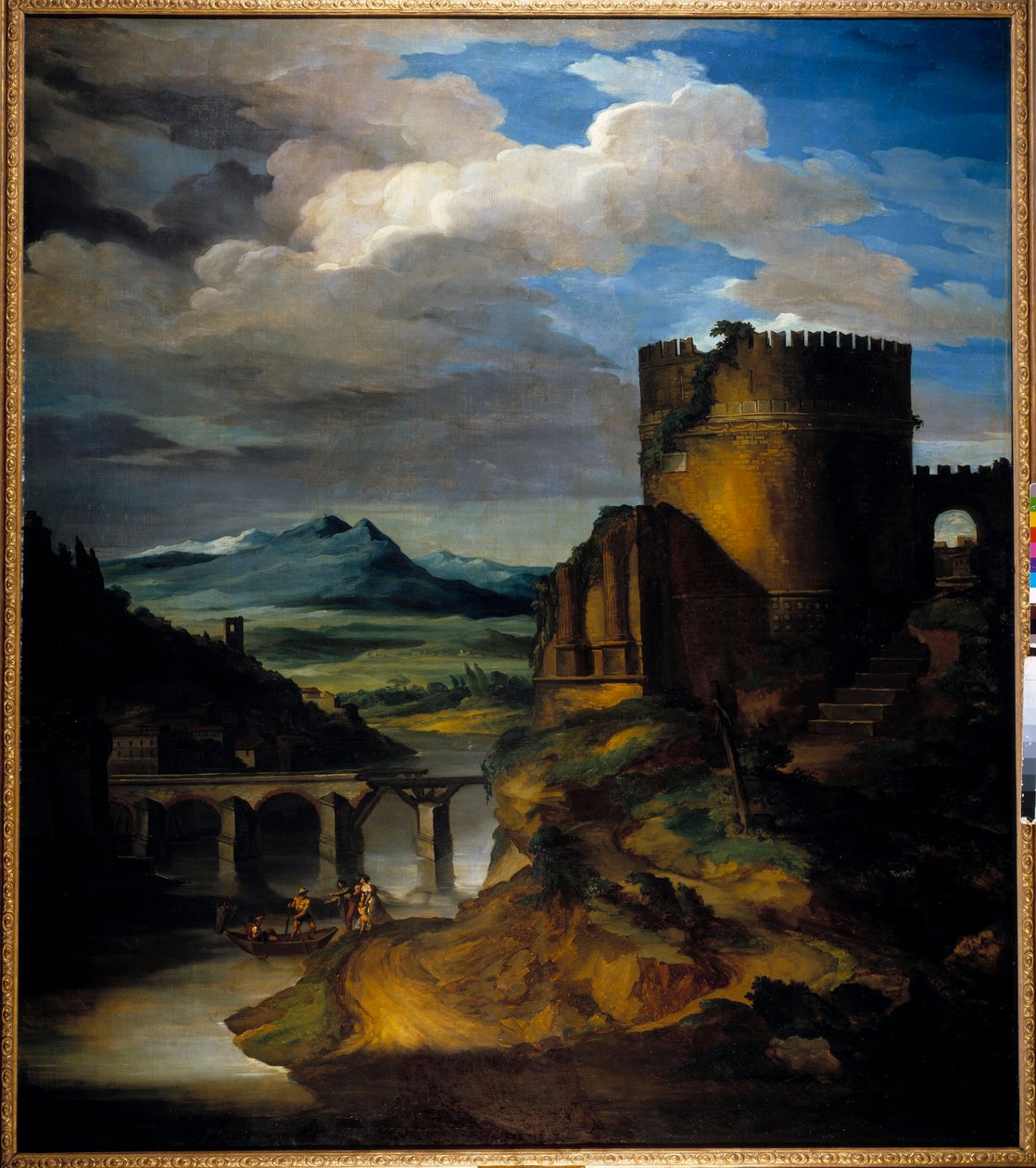 Italiens fantastiska landskap Landskap av ruiner, torn och bro, av Theodore Gericault (1791-1824) 1800-talet av Theodore Gericault