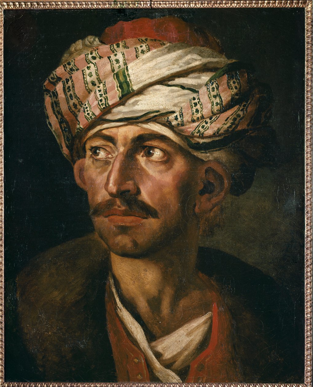 Head of Oriental (olja på duk av Theodore Gericault