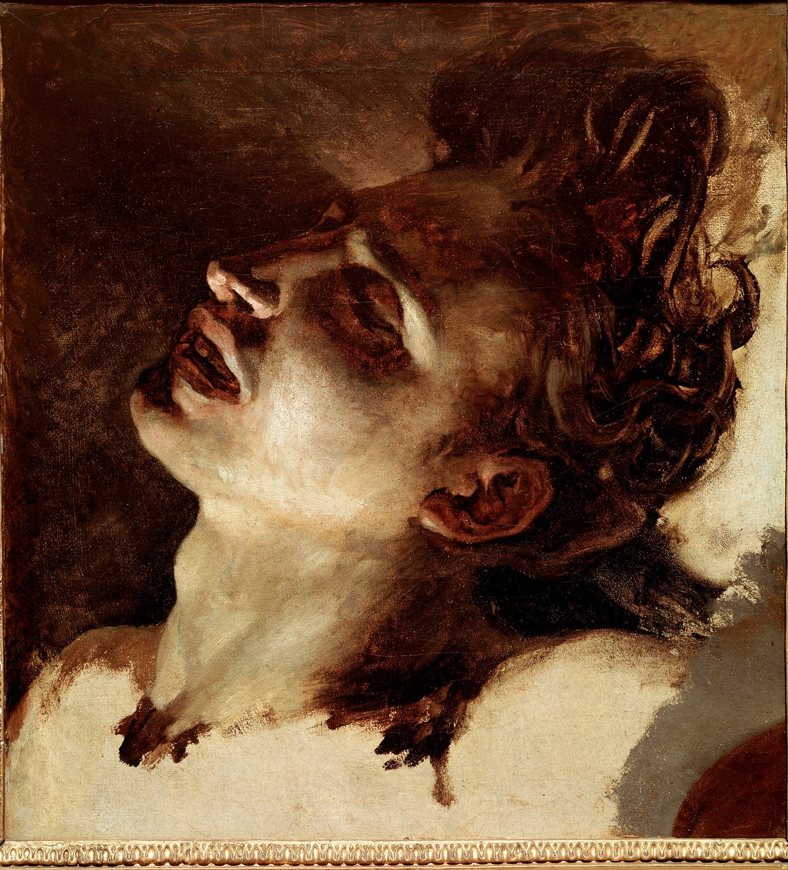 Huvud av en död ung man Målning av Jean Louis Theodore Gericault (1791-1824) 1800-talets sön. 31x33 cm Rouen, Musee des Beaux Arts av Theodore Gericault