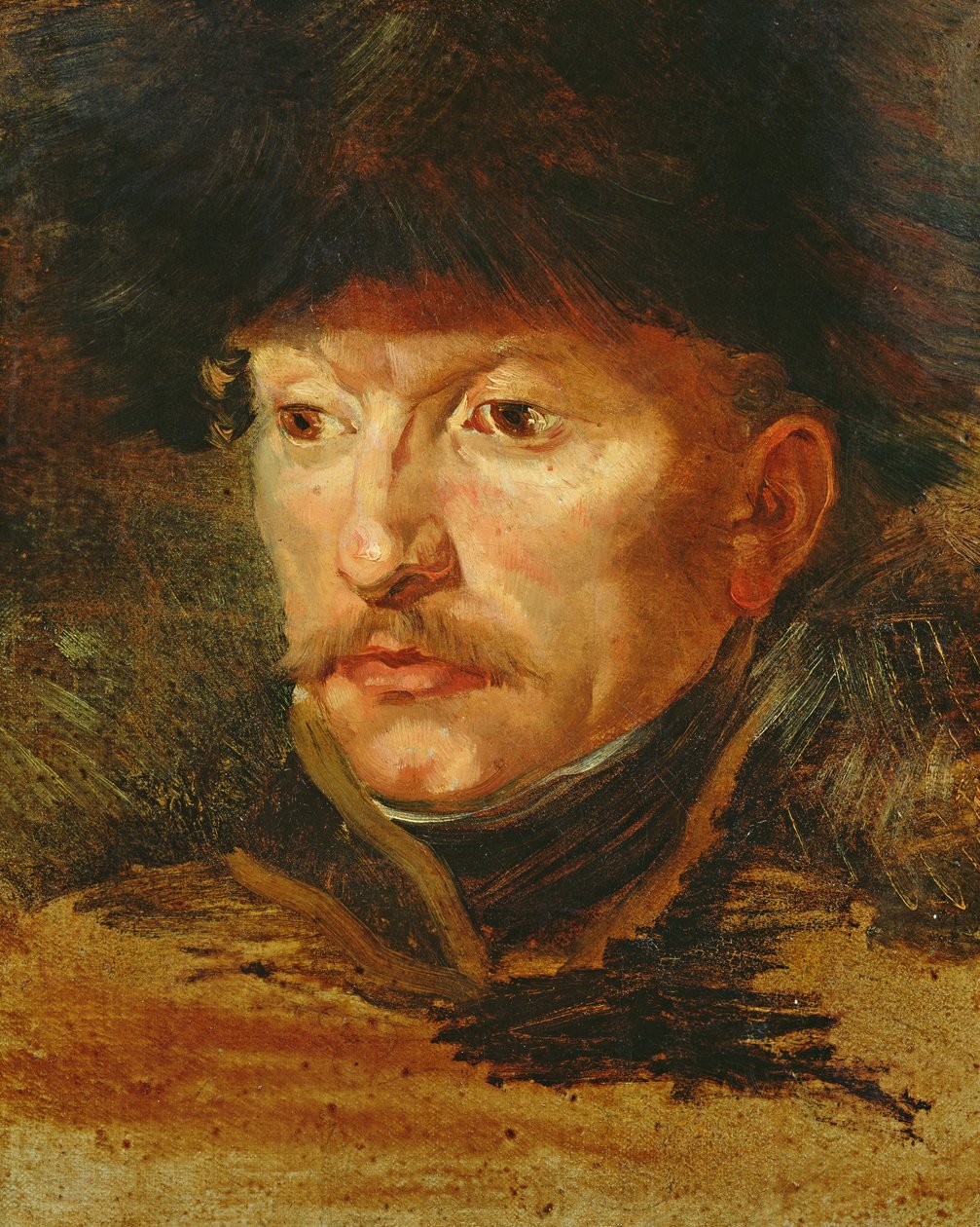 Chef för en ryttare (porträtt av löjtnant Dieudonne), c.1812 av Theodore Gericault