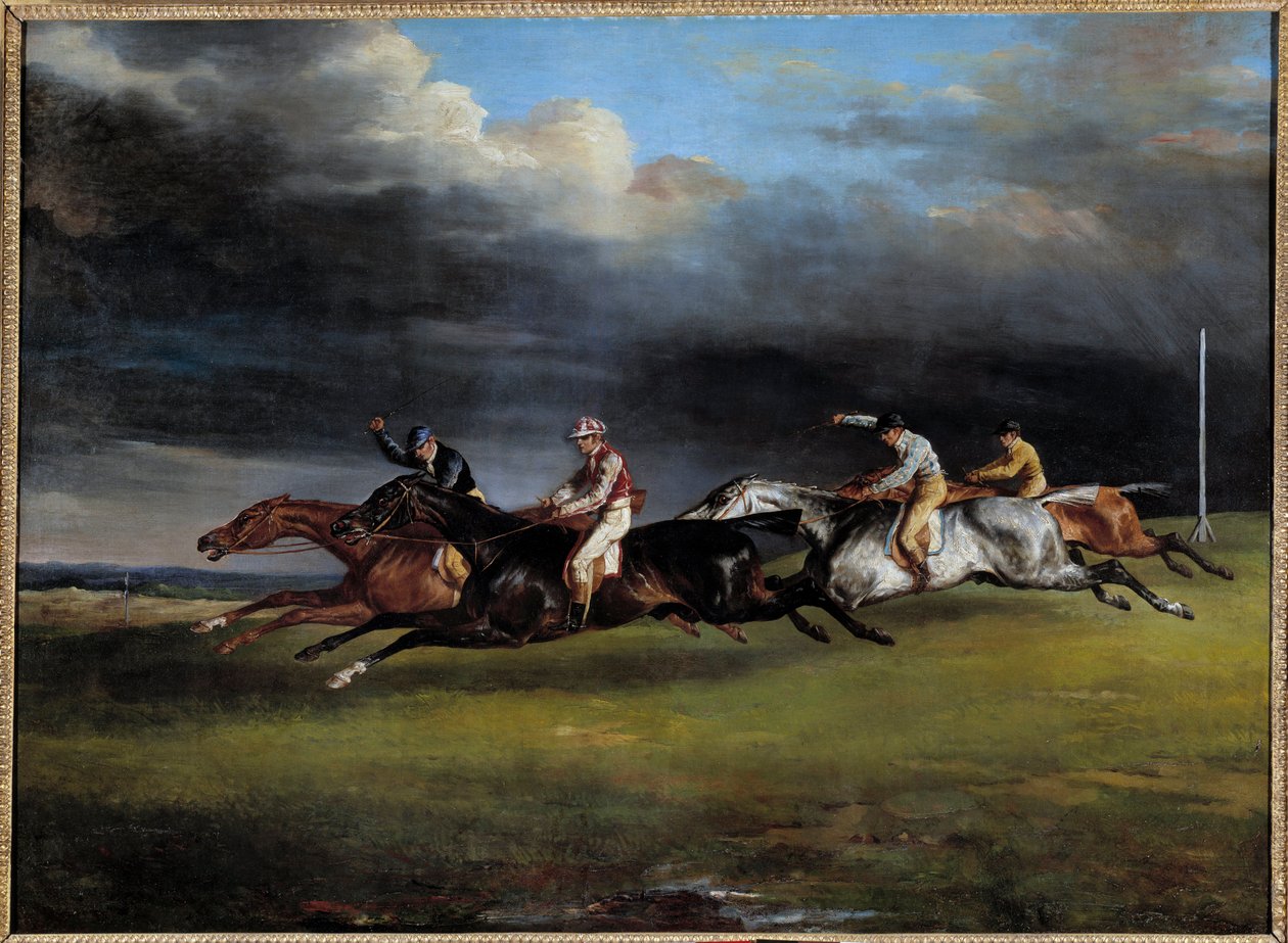 Horse Race säger derbyt vid Epsom Painting av Theodore Gericault (1791-1824) 1821 Sön. 0,92x1,25 m av Theodore Gericault