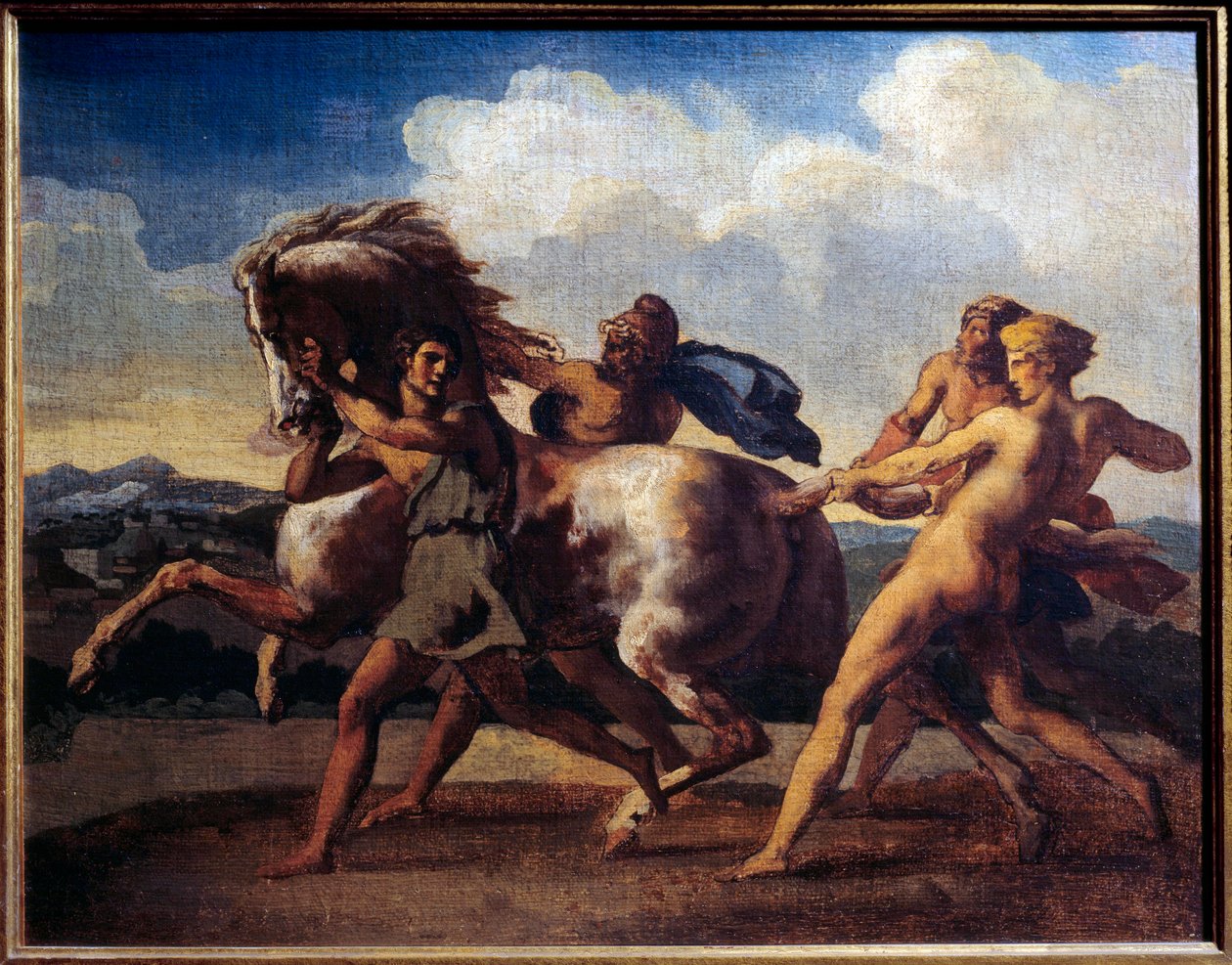 Häststopp av slavar. Målning av Theodore Gericault (1791-1824) av Theodore Gericault