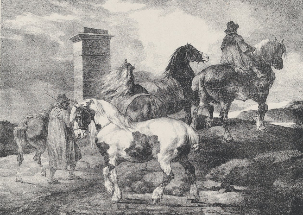 Hästar på väg till en mässa, 1821 av Theodore Gericault