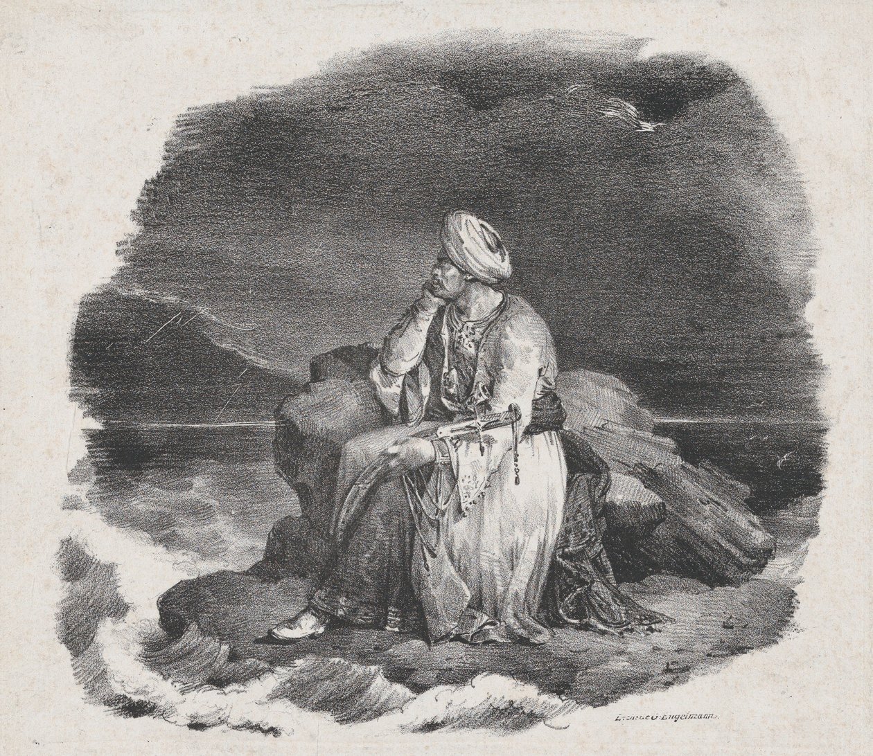 Jag drömmer om henne i de kraschande vågorna, 1818. av Theodore Gericault