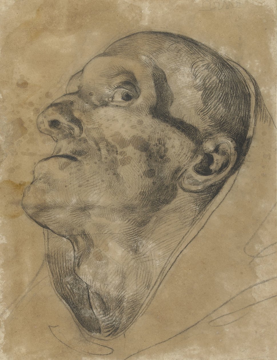 Huvudet på en man som tittar ner, tittar nedåt av Theodore Gericault