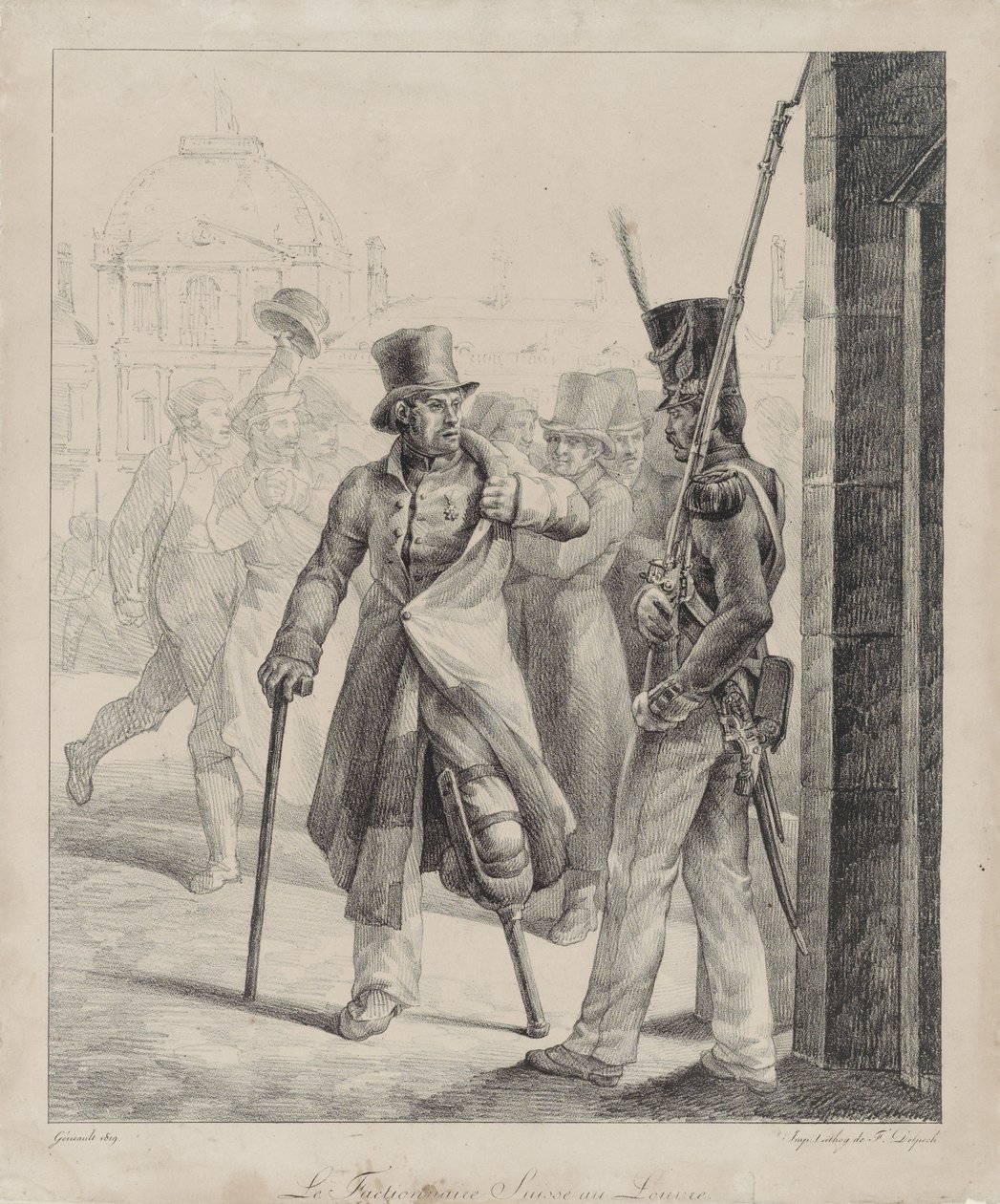 Den schweiziska vaktposten vid Louvren (The Swiss Royal Guard Sentry at the Louvre) av Theodore Gericault
