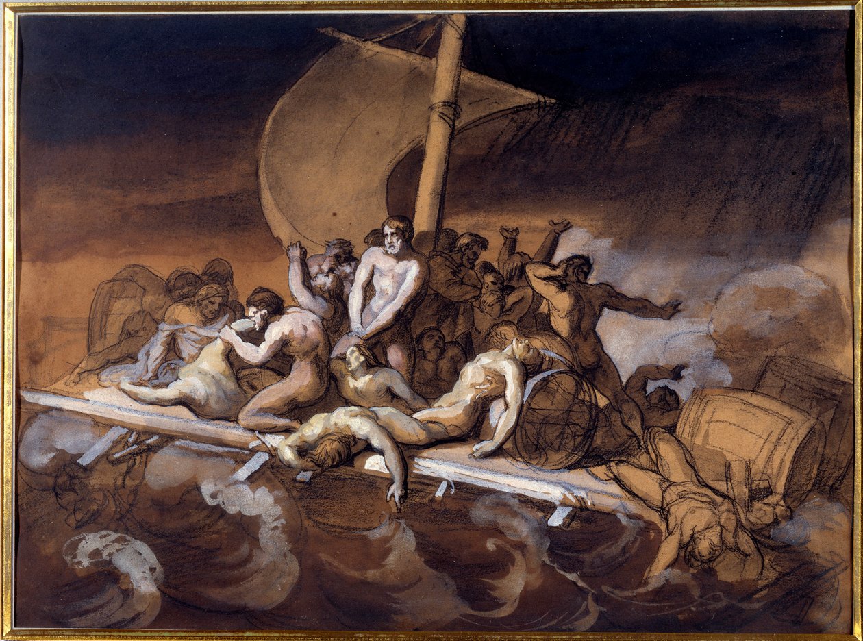 Flotten av Medusa Förberedande studie för tvätt och gouache på papper av Theodore Gericault (1791-1824). 1819 Storlek 0,28 X 0,38 m. Paris, Louvren av Theodore Gericault