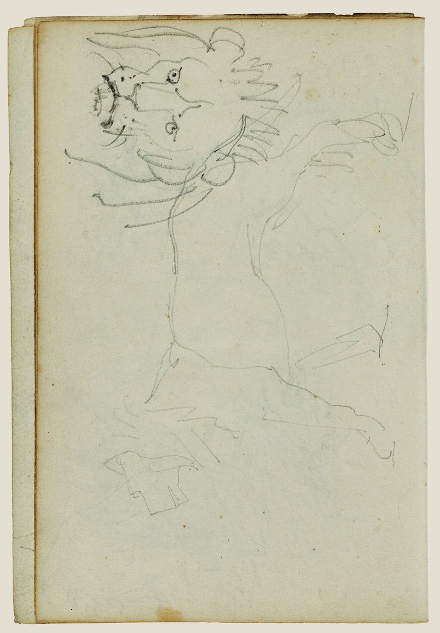 Lejon som går, lejonansikte av Theodore Gericault