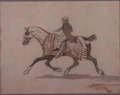 Liten brudgum på en travhäst (penna och akvarell) av Theodore Gericault