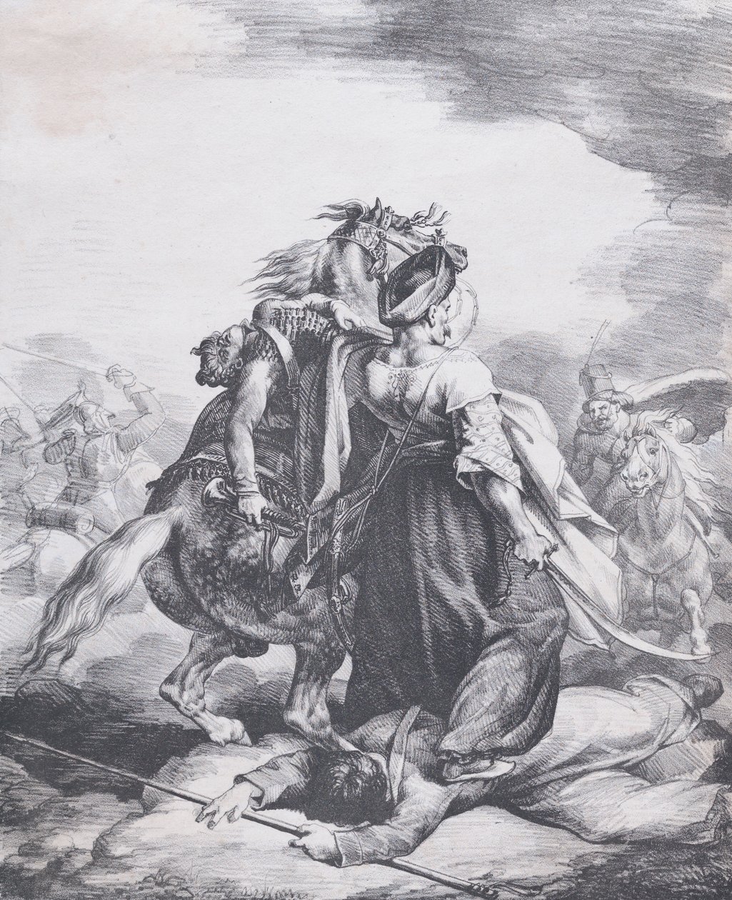 Mameluck försvarar en sårad trumpetare, 1818. av Theodore Gericault