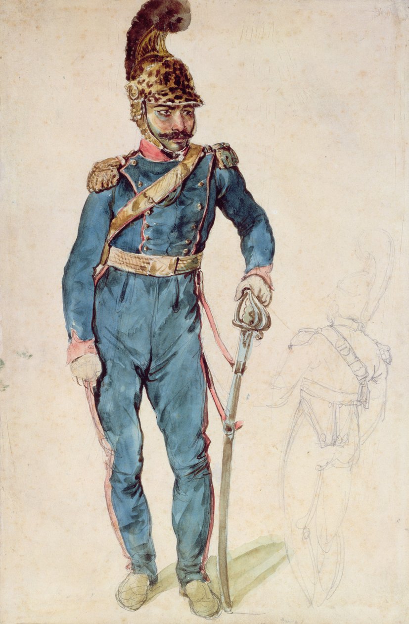 Mustapha, Gericaults tjänare, i uniform av överste Bro av Theodore Gericault