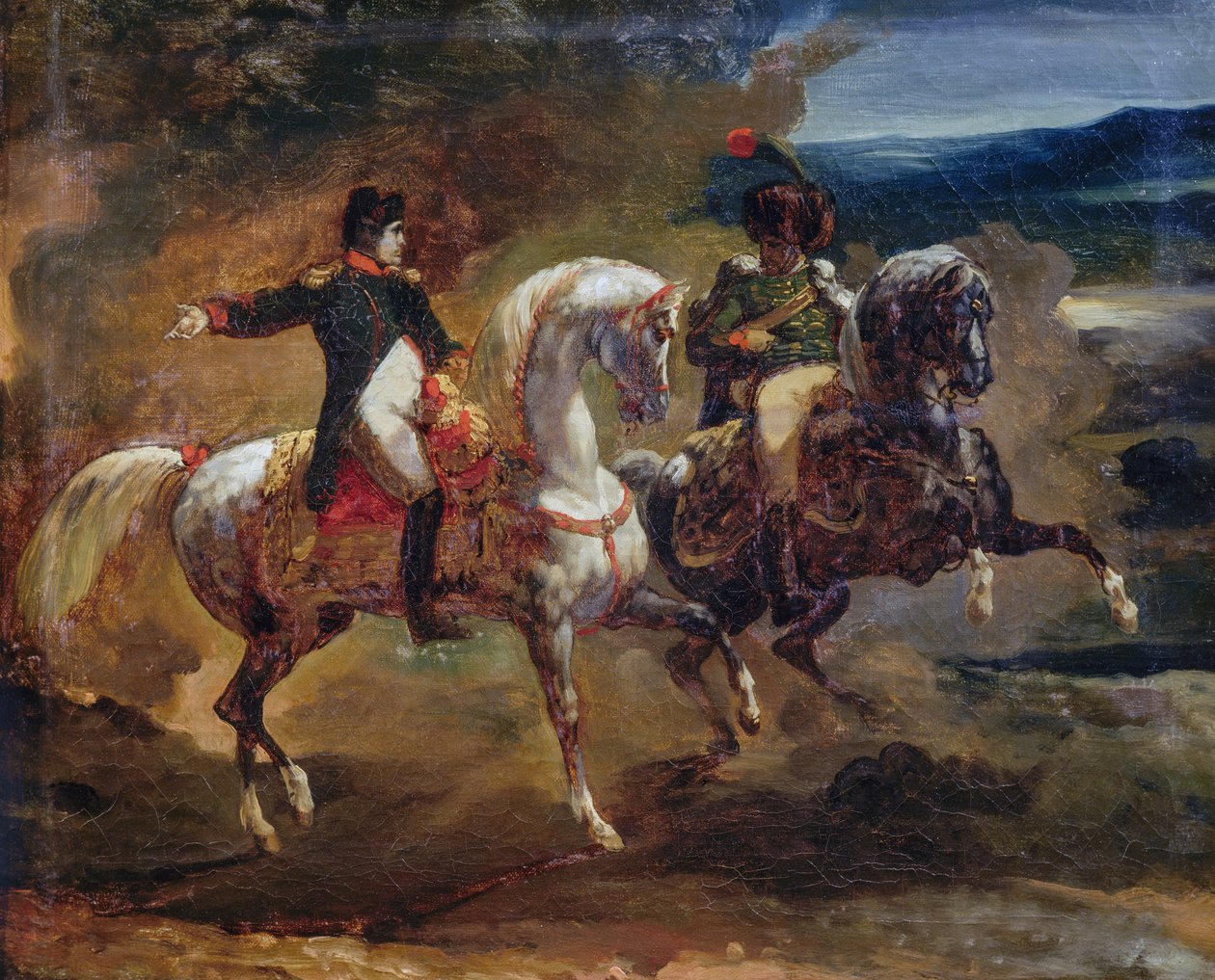 Napoleon Bonaparte ger order till överordnad officer, målning tillskriven Theodore Gericault, Napoleonkrigen av Theodore Gericault