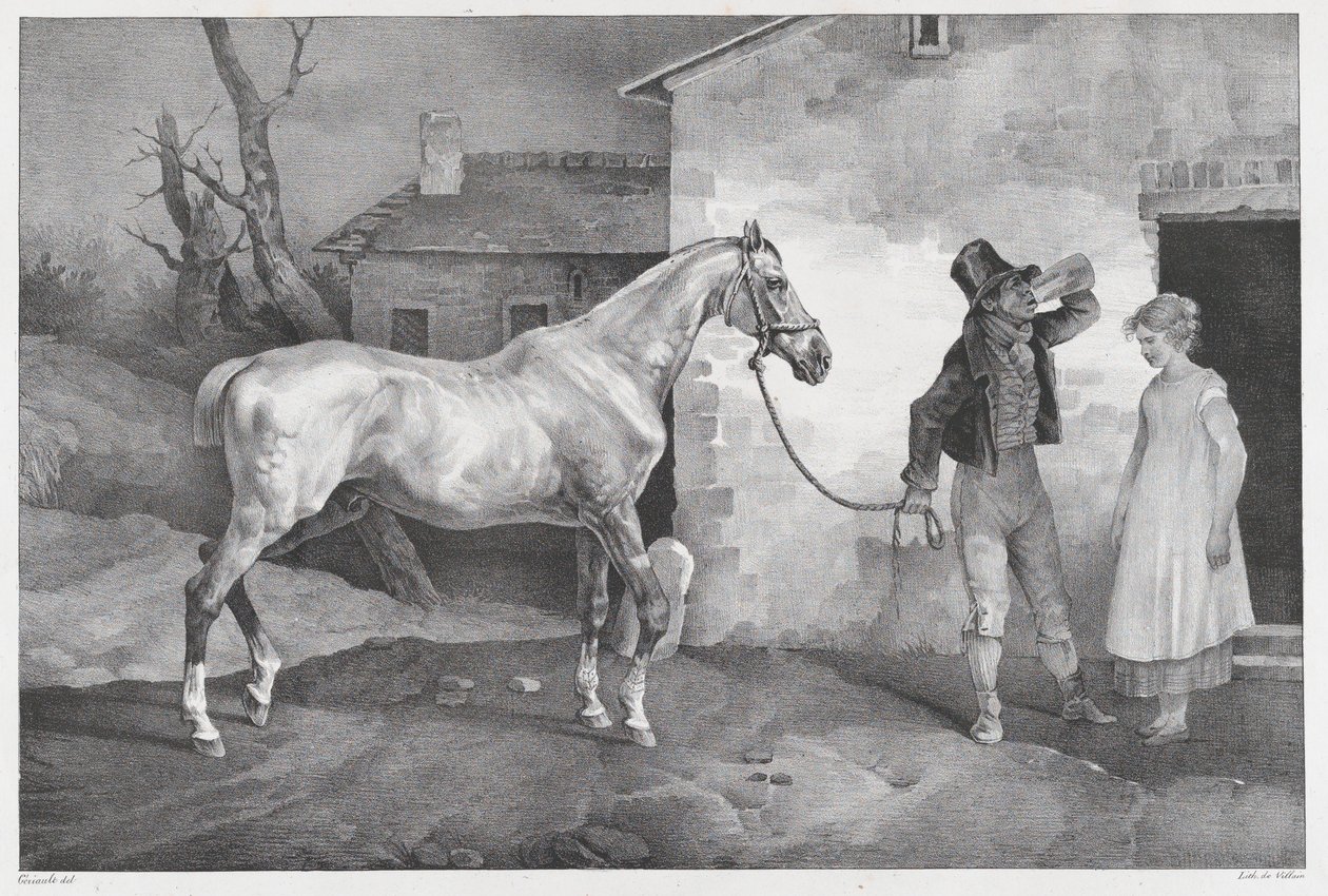 En gammal häst vid dörren till ett värdshus av Theodore Gericault