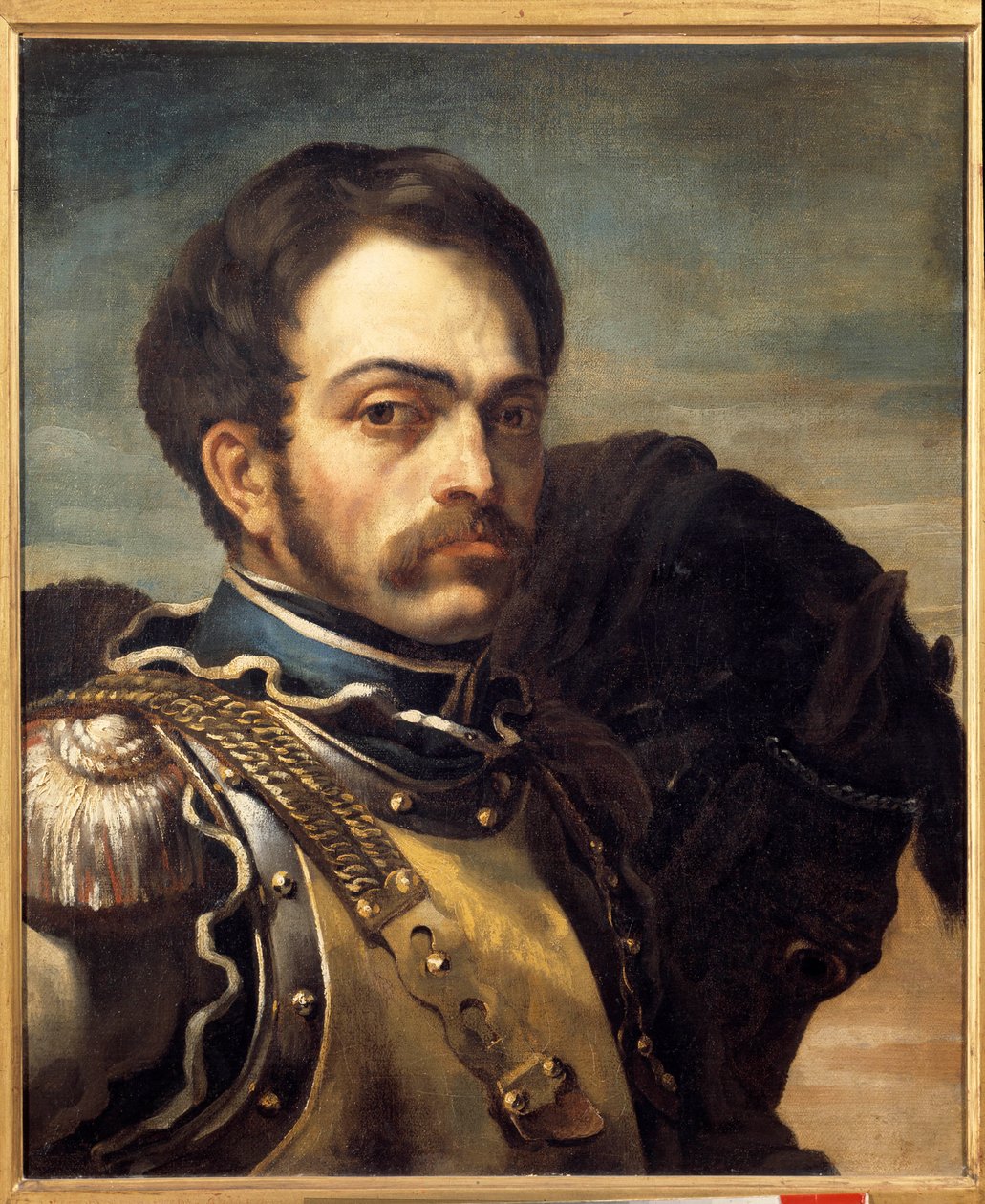 Porträtt av en carabinieri officer. Målning av Theodore Gericault (1791-1824) av Theodore Gericault